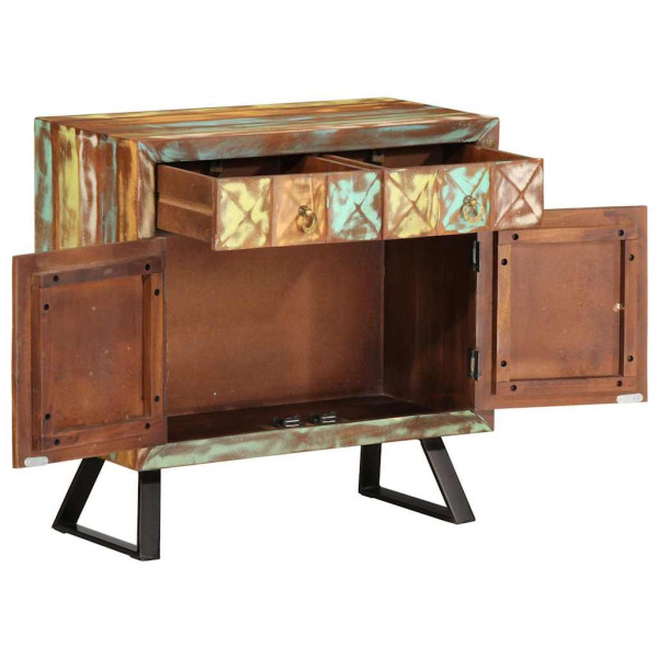 Cómoda de madera maciza reciclada multicolor 70x35x70 cm M 2