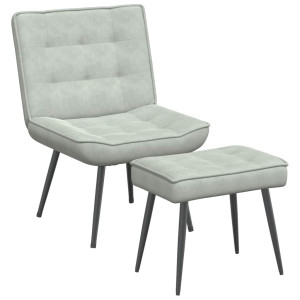 Sillón de relax con reposapiés terciopelo gris claro H