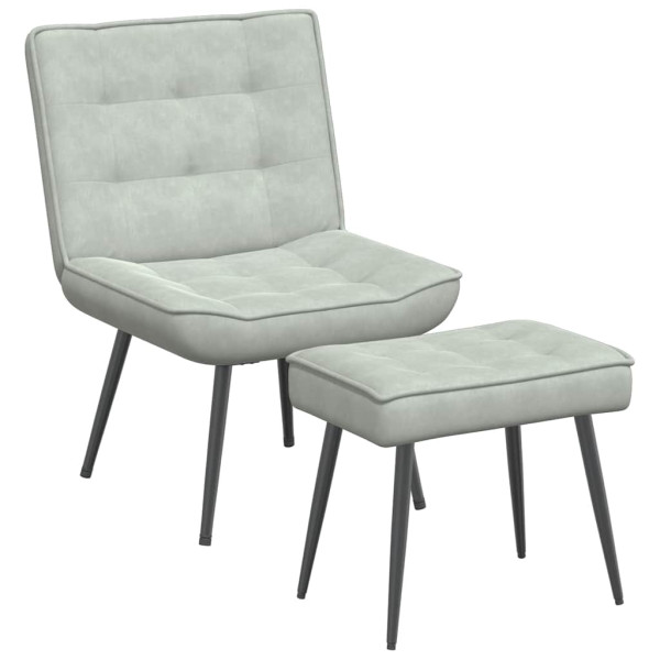 Sillón de relax con reposapiés terciopelo gris claro M 2