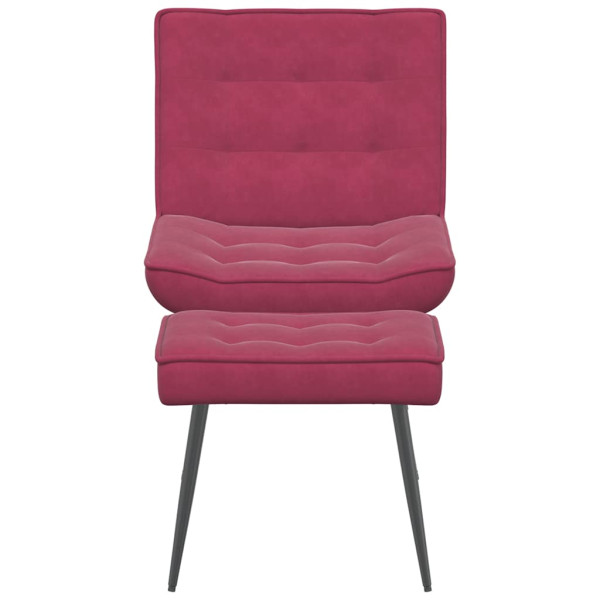 Sillón de relax con reposapiés terciopelo rojo tinto M 4