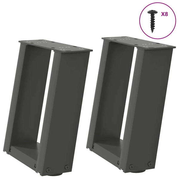 Patas de mesa centro forma U 2uds acero antracita 30x(30-31) cm D