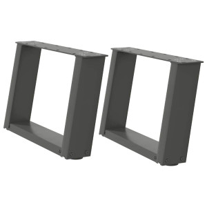 Patas de mesa centro forma U 2uds acero antracita 50x(30-31) cm H