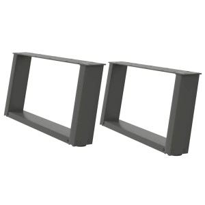 Patas de mesa centro forma U 2uds acero antracita 60x(30-31) cm H