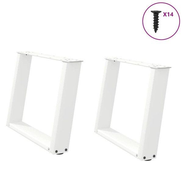 Patas de mesa de centro forma U 2uds acero blanco 70x(42-43) cm D
