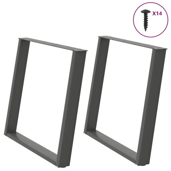 Patas para mesa comedor forma U 2uds antracita 90x(72-73) cm D