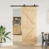 Puerta corredera con herrajes madera maciza de pino 80x210 cm 2