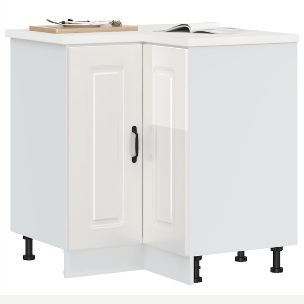 Mueble cocina esquina Kalmar madera ingeniería blanco brillante D