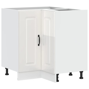 Armário baixo de canto de cozinha Kalmar branco alto brilho H