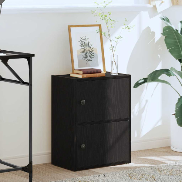 Estantería de madera de ingeniería roble negro 40x24x52 cm M 3