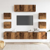 Conjunto de mueble de TV 7 piezas montado la pared madera vieja 3