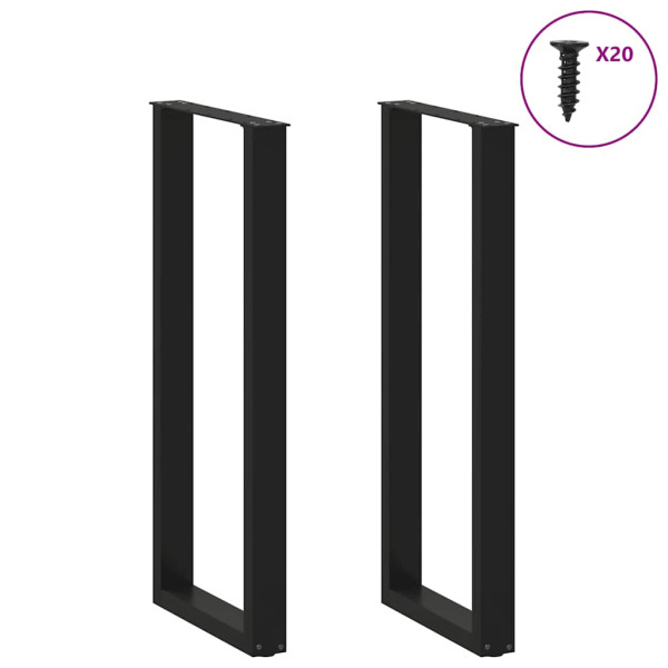 Pernas de mesa de centro em formato de U 2 peças aço preto 40x(110-111)cm M 3