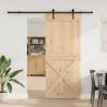 Puerta corredera con herrajes madera maciza de pino 95x210 cm 2