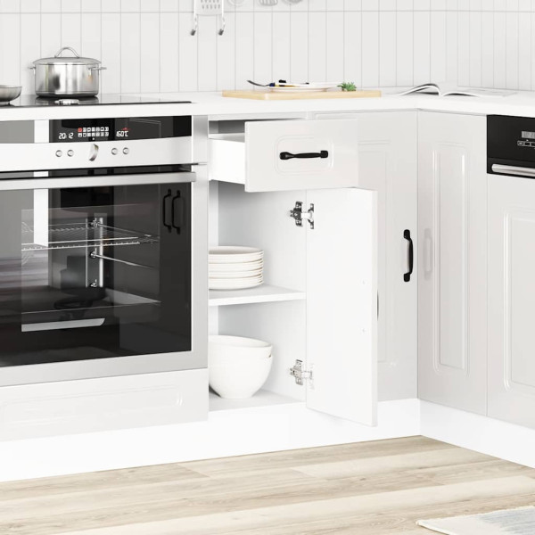 Mueble bajo cocina Kalmar madera ingeniería blanca alto brillo M 3