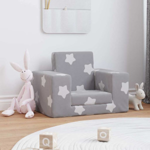 Sofá cama infantil felpa suave gris claro con estrellas H