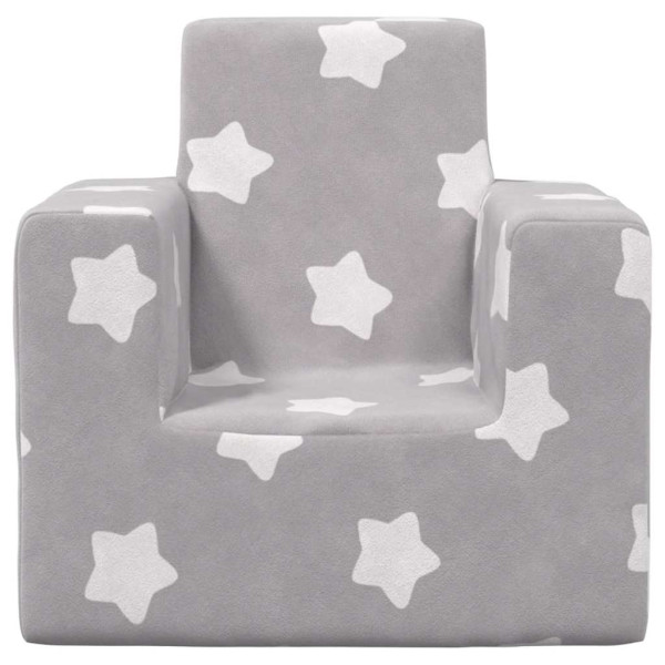 Sofá para niños felpa suave gris claro con estrellas M 3