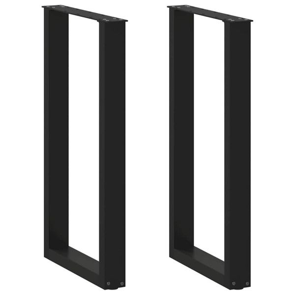 Patas de mesa de centro forma U 2uds acero negro 50x(90-91) cm D