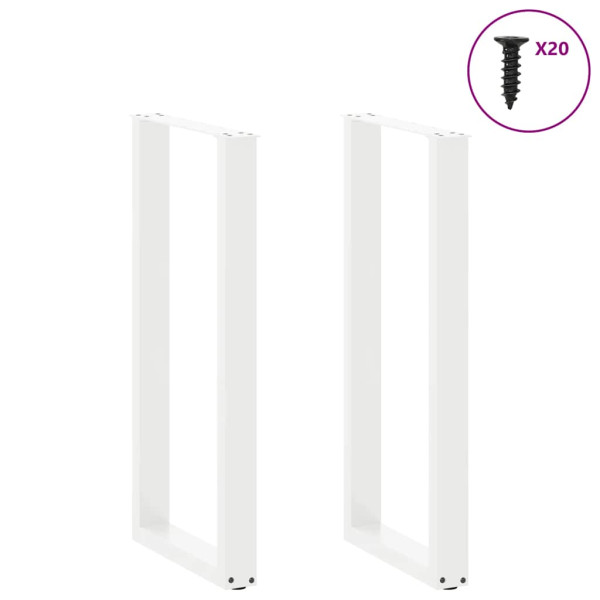 Pernas de mesa de centro em formato de U 2 peças aço branco 40x(100-101) cm M 3