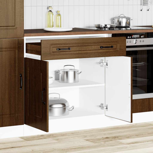 Mueble bajo de cocina Kalmar madera ingeniería de roble marrón M 3