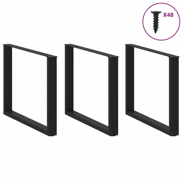 Pés para mesa de jantar em formato de U. 3 peças. preto. 100x(72-73) cm. aço M 3