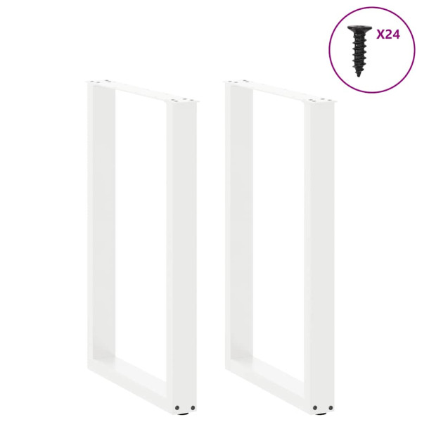 Pernas de mesa de centro em formato de U 2 peças aço branco 60x(90-91) cm M 3