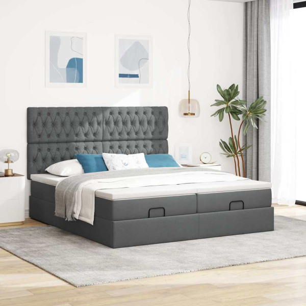 Estructura cama otomana colchones tela gris oscuro 180x200cm M 4
