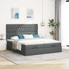 Estructura cama otomana colchones tela gris oscuro 180x200cm 4
