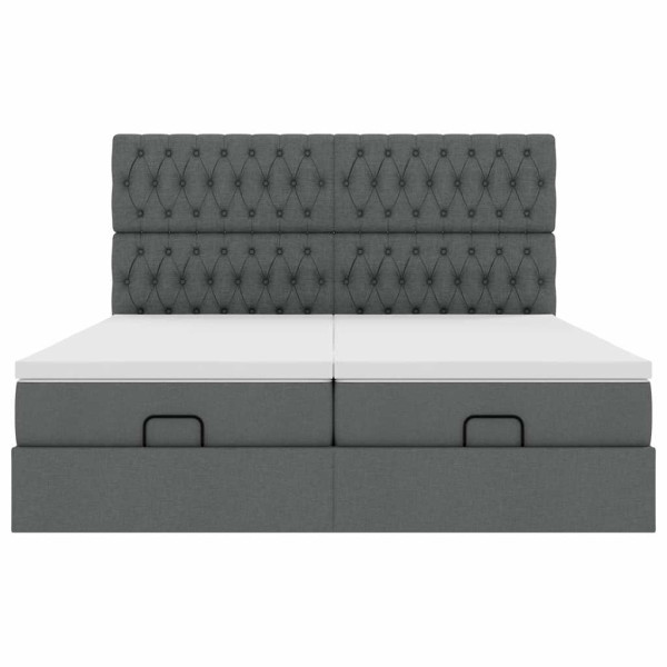 Estructura cama otomana colchones tela gris oscuro 180x200cm M 2