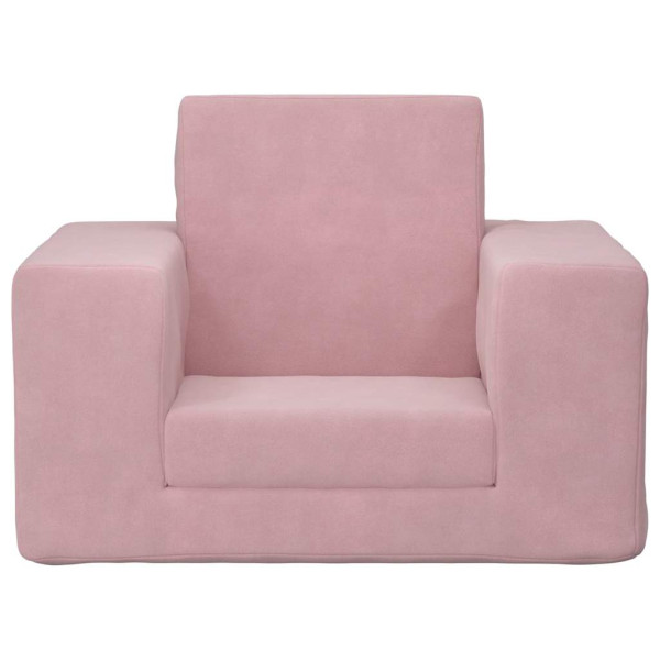 Sofá-cama infantil de pelúcia rosa M 3