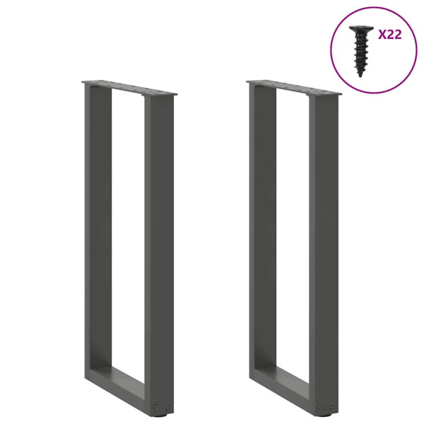 Pernas de mesa de centro em U 2 peças antracite 38x(72-73) cm aço M 3