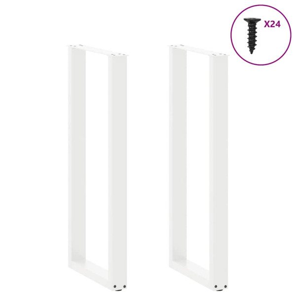 Pernas de mesa de centro em formato de U 2 peças aço branco 50x(110-111) cm M 3