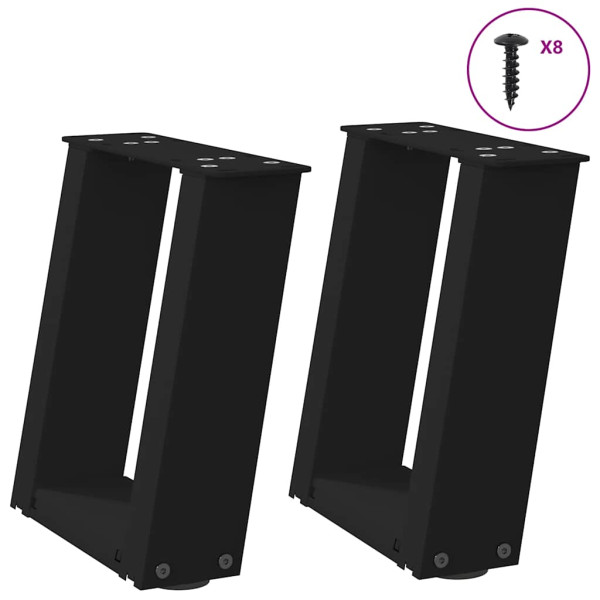 Patas de mesa de centro forma U 2uds acero negro 30x(30-31) cm D