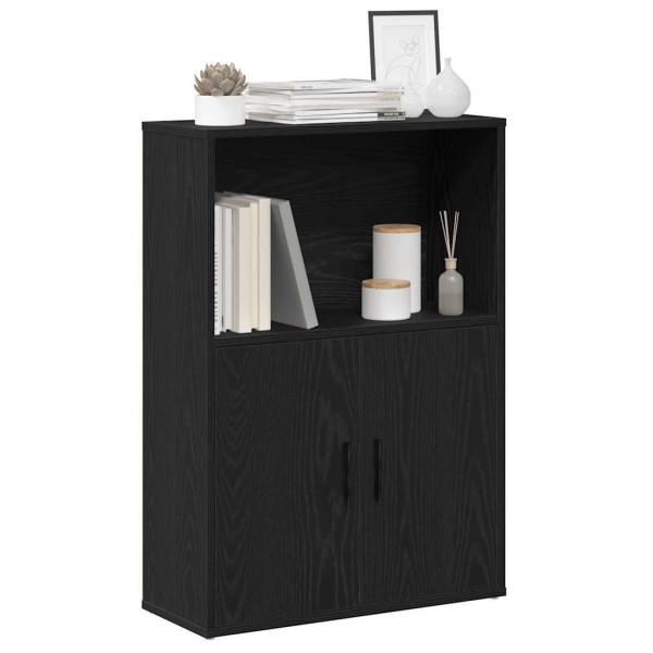 Librería de madera contrachapada roble negro 60x24x85 cm D