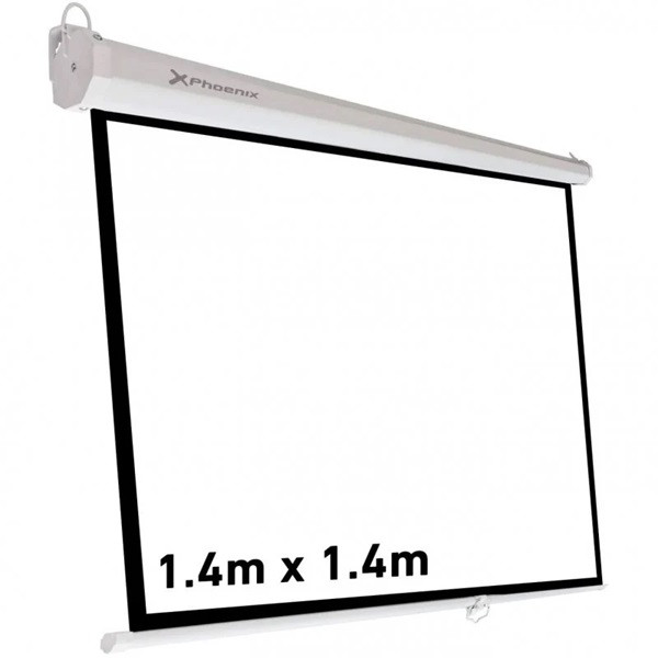 Pantalla manual videoproyector pared y techo phoenix 80´´ 1.4m x 1.4m ratio 1:1 - 16:9 - 4:3 posicion ajustable  - carcasa blanc M 2