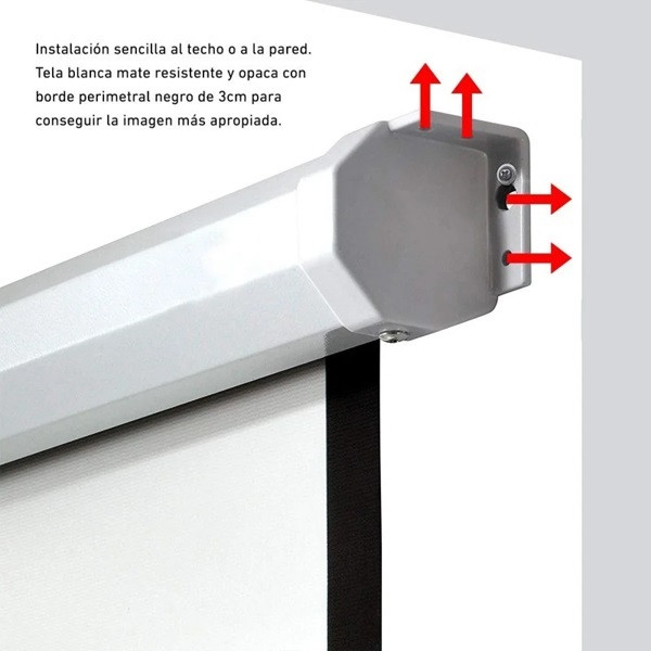 Pantalla manual videoproyector pared y techo phoenix 80´´ 1.4m x 1.4m ratio 1:1 - 16:9 - 4:3 posicion ajustable  - carcasa blanc M 4