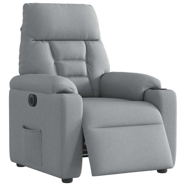 Sillón reclinable eléctrico tela gris claro M 3