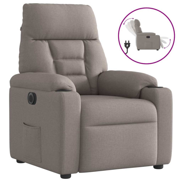 Sillón reclinable eléctrico tela gris taupé D