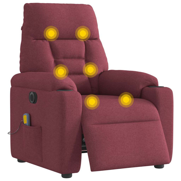 Sillón de masaje reclinable eléctrico tela rojo tinto M 3