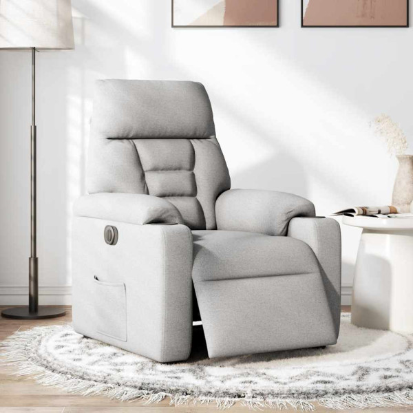Sillón reclinable eléctrico de tela gris nube M 2