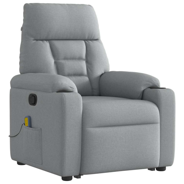 Sillón de masaje reclinable de pie de tela gris claro M 4
