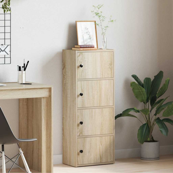 Estantería de madera de ingeniería gris hormigón 40x24x102 cm M 3