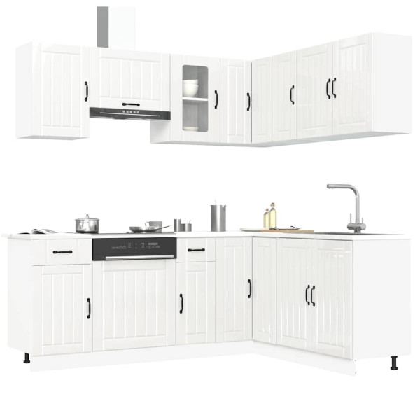 11 peças armário de cozinha conjunto Kalmar brilho branco D