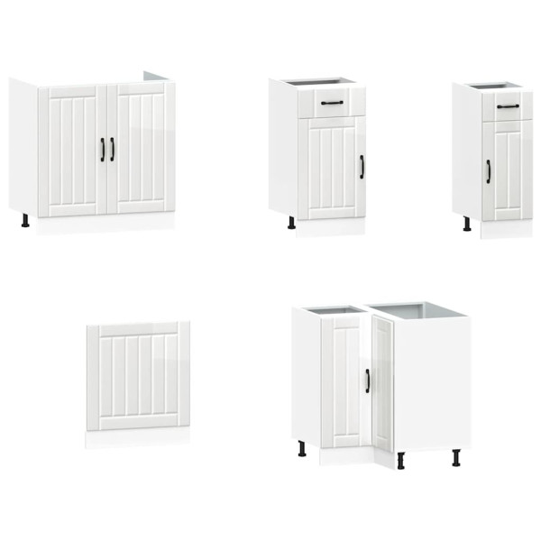 Mueble cocina Kalmar blanco brillo 11 pzas madera contrachapada M 4