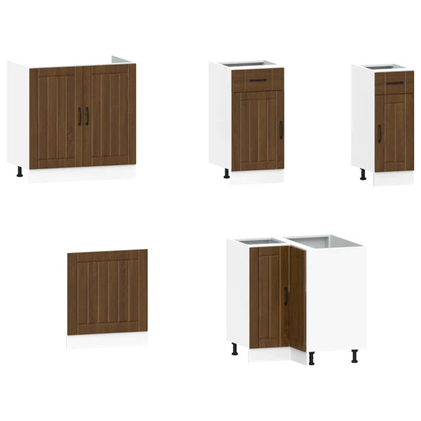 Mueble cocina Kalmar roble marrón 11 pzas madera contrachapada M 4