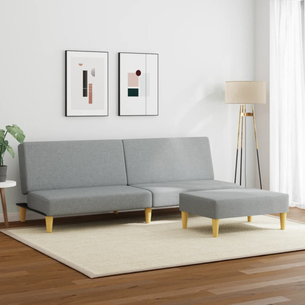 Sofá-cama de 2 lugares c/ apoio de pés tecido cinzento-claro M 3
