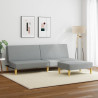 Sofá cama de 2 plazas con taburete tela gris claro 3
