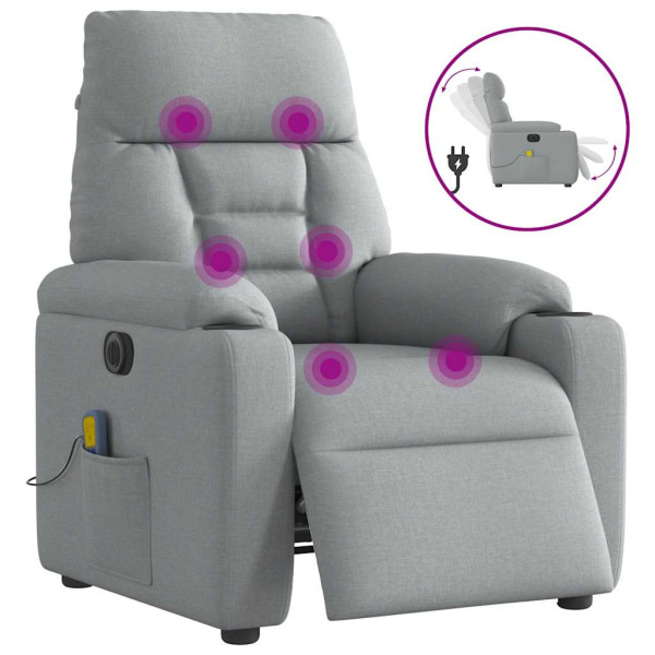 Sillón reclinable de masaje eléctrico tela gris claro D