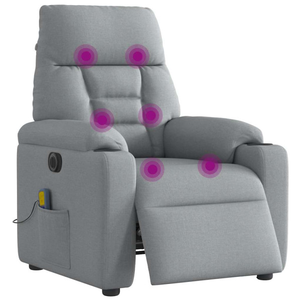 Poltrona de massagens reclinável elétrica tecido cinzento-claro M 3