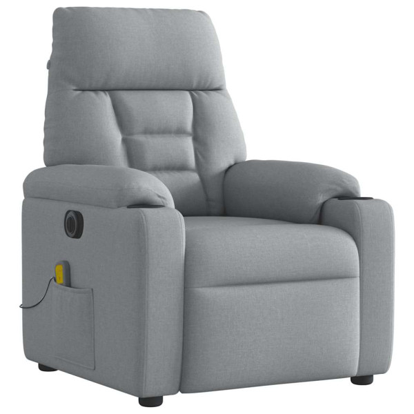 Sillón reclinable de masaje eléctrico tela gris claro M 4