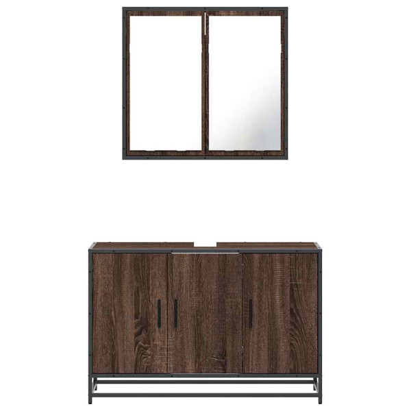 Set de muebles baño 2 pzas madera contrachapada marrón roble M 5