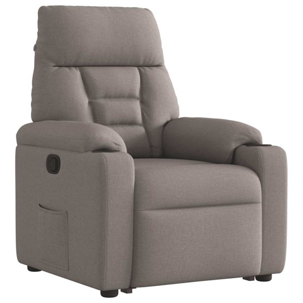 Sillón reclinable elevable tela gris taupe M 4